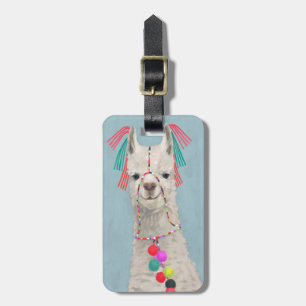 Add Your Name   Adorned Llama - White Luggage Tag