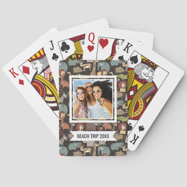 Add Your Name | African Animals Pattern Playing Cards (Back)