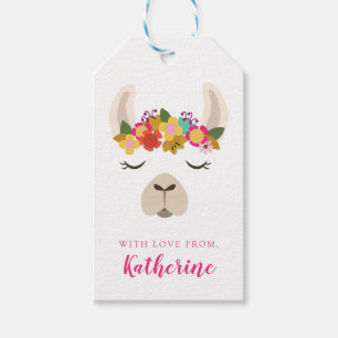Add Your Name   Alpaca & Flowers Pattern Gift Tags