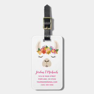 Add Your Name   Alpaca & Flowers Pattern Luggage Tag