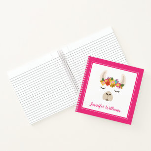 Add Your Name   Alpaca & Flowers Pattern Notebook
