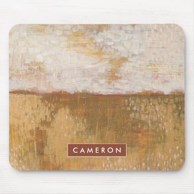 Add Your Name | Amber Horizon Abstract Print Mouse Mat (Front)