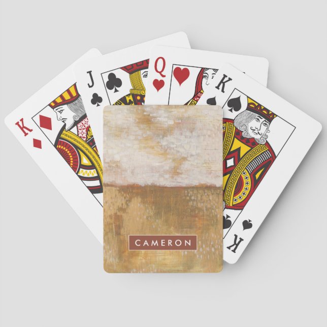 Add Your Name | Amber Horizon Abstract Print Playing Cards (Back)