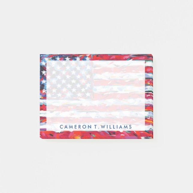 Add Your Name | American Flag Post-it Notes (Front)