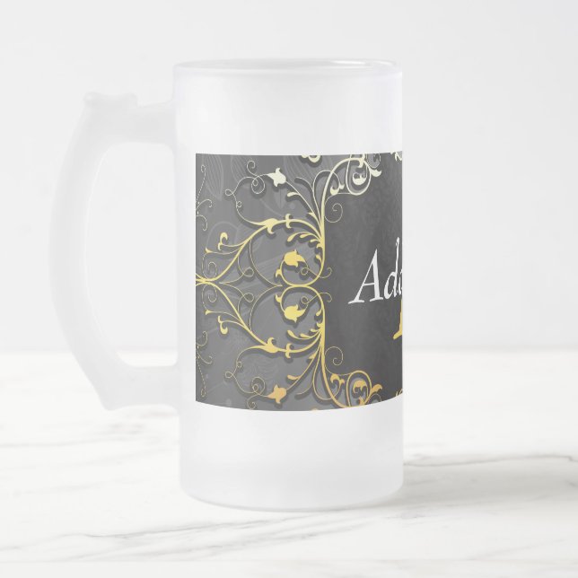 Add your name and initial frosted glass beer mug (Left)