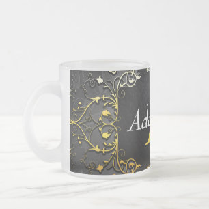 Add your name and initial frosted glass coffee mug