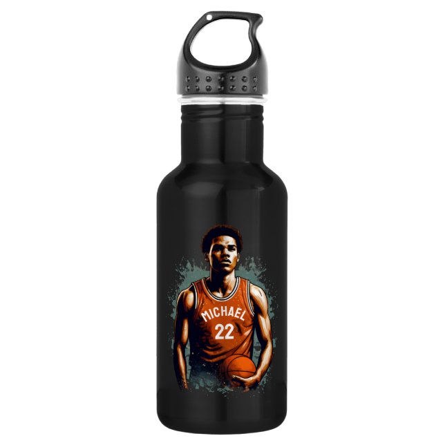 Add Your Name And Number basketball player Custom 532 Ml Water Bottle (Front)