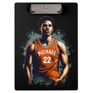 Add Your Name And Number basketball player Custom Clipboard