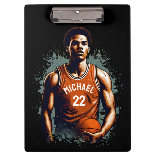 Add Your Name And Number basketball player Custom Clipboard (Front)