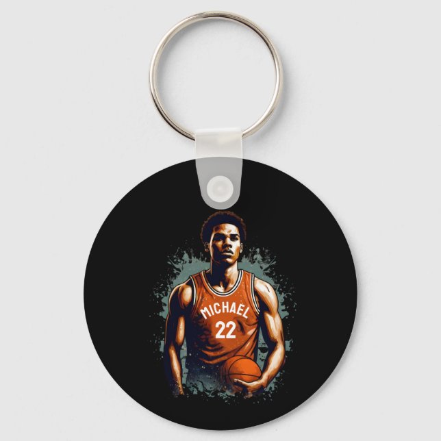 Add Your Name And Number basketball player Custom Key Ring (Back)