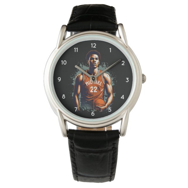 Add Your Name And Number basketball player Custom Watch (Front)