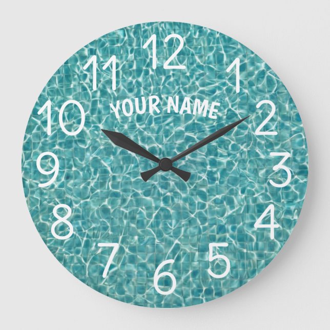 Add Your Name and Photo Swimming Pool Water    Lar Large Clock (Front)