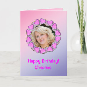 Add your name and picture hearts frame card