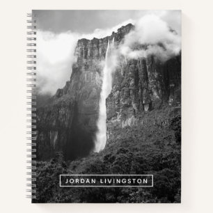 Add Your Name Angel Falls in Black & White Notebook