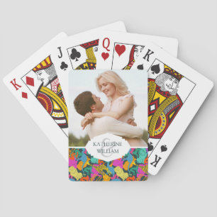 Add Your Name Animal Silhouettes Pattern Playing Cards