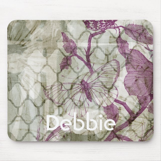 Add Your Name | Arabesque Butterflies IV Mouse Mat (Front)