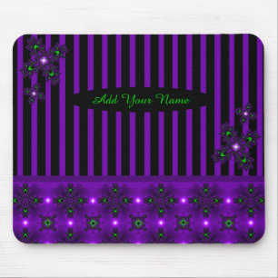 Add Your Name , Artdeco Flowers in Retro Style Mouse Mat