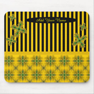 Add Your Name , Artdeco Flowers in Retro Style Mouse Mat