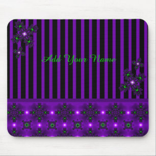 Add Your Name , Artdeco Flowers in Retro Style Mouse Mat