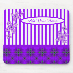 Add Your Name , Artdeco Flowers in Retro Style Mouse Mat