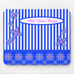 Add Your Name , Artdeco Flowers in Retro Style Mouse Mat