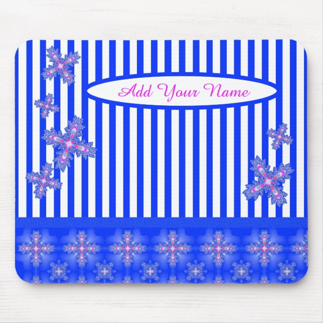 Add Your Name , Artdeco Flowers in Retro Style Mouse Mat (Front)