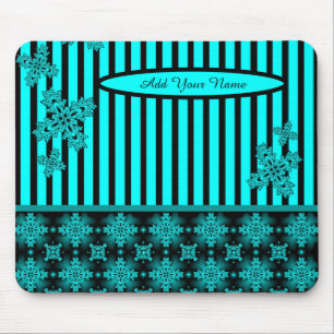 Add Your Name , Artdeco Flowers in Retro Style Mouse Mat