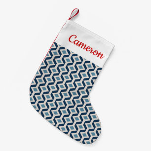 Add Your Name Atomic Era Inspired Geometric Small Christmas Stocking