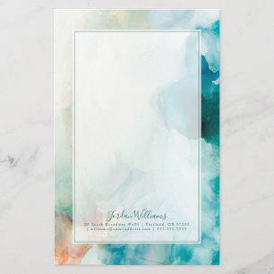 Add Your Name   Aversion - Blue Watercolor Stationery