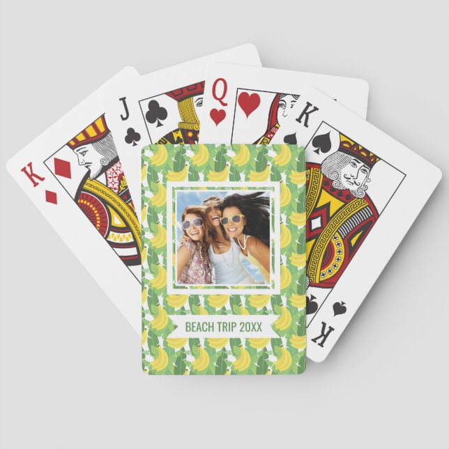 Add Your Name | Banana Leaves And Fruit Pattern Playing Cards (Back)