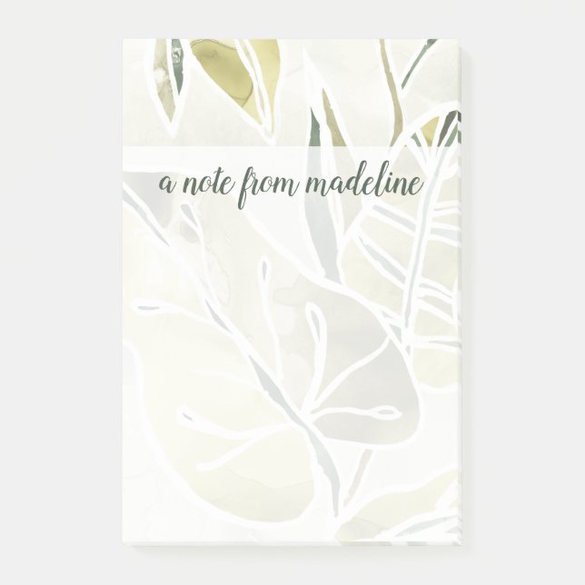 Add Your Name | Batik Leaves Post-it Notes (Front)