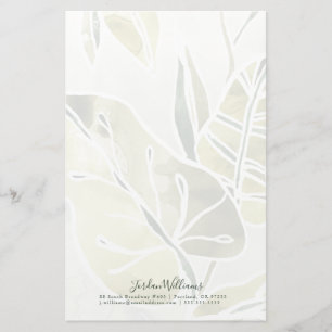 Add Your Name   Batik Leaves Stationery