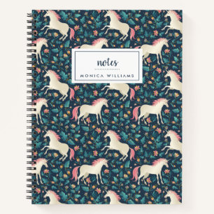 Add Your Name   Beautiful Magical Unicorn Pattern Notebook