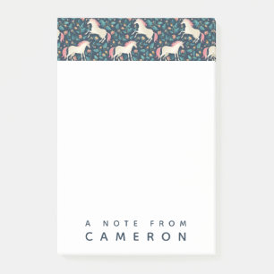 Add Your Name   Beautiful Magical Unicorn Pattern Post-it Notes