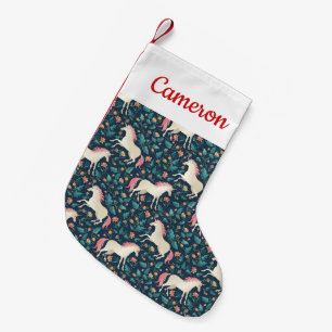 Add Your Name   Beautiful Magical Unicorn Pattern Small Christmas Stocking
