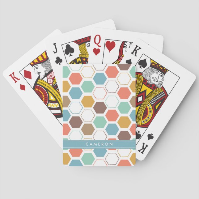 Add Your Name | Bee Hive Module Pattern Playing Cards (Back)
