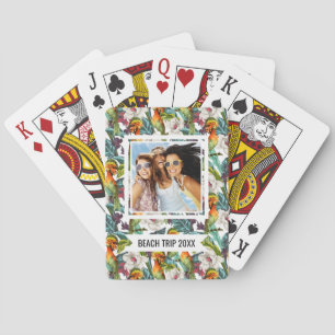 Add Your Name   Bird And Exotic Flower Pattern Playing Cards
