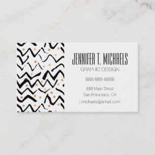 Add Your Name Black Brush Strokes & Dots Business Card