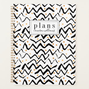 Add Your Name   Black Brush Strokes & Dots Planner