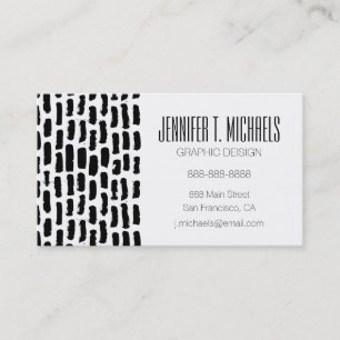 Add Your Name Black Brush Strokes Pattern Business Card
