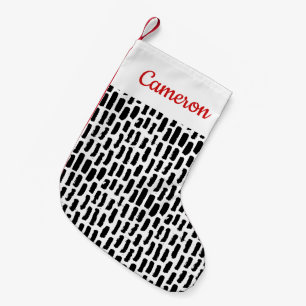 Add Your Name   Black Brush Strokes Pattern Small Christmas Stocking