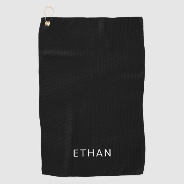 Add Your Name | Black Golf Towel (Front)