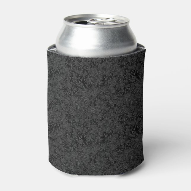 Add Your Name Black Grey Abstract Design Can Cooler (Can Front)