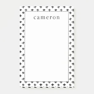 Add Your Name Black Ink Stoke Cross Pattern Post-it Notes