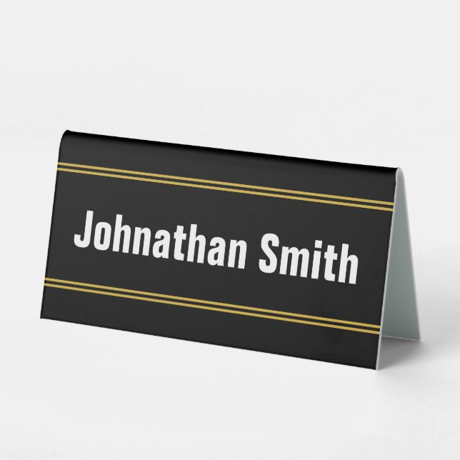 Add Your Name Black White and Gold Text Template (Front)