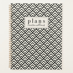 Add Your Name Black & White Geometric Pattern Planner