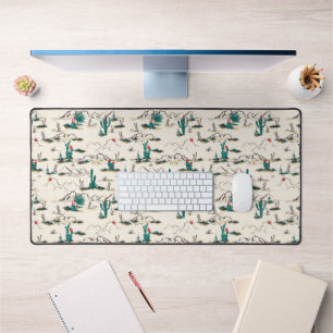 Add Your Name   Blooming Succulents Pattern Desk Mat
