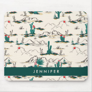 Add Your Name Blooming Succulents Pattern Mouse Mat