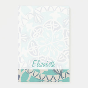 Add Your Name Blue Batik Tile I Post-it Notes