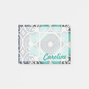 Add Your Name Blue Batik Tile II Post-it Notes